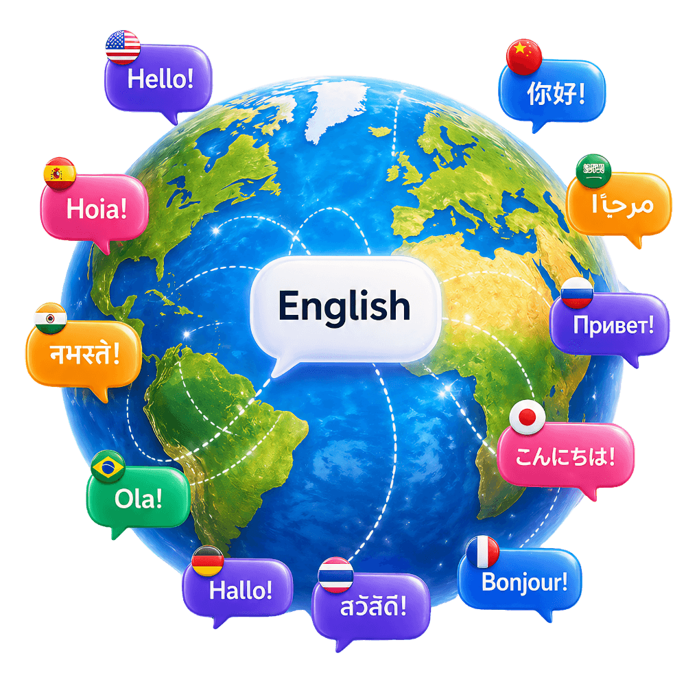 Globe with languages