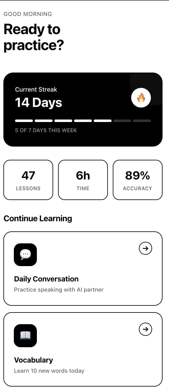 EnglishSpeaking.app Mobile Screenshot